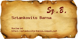 Sztankovits Barna névjegykártya